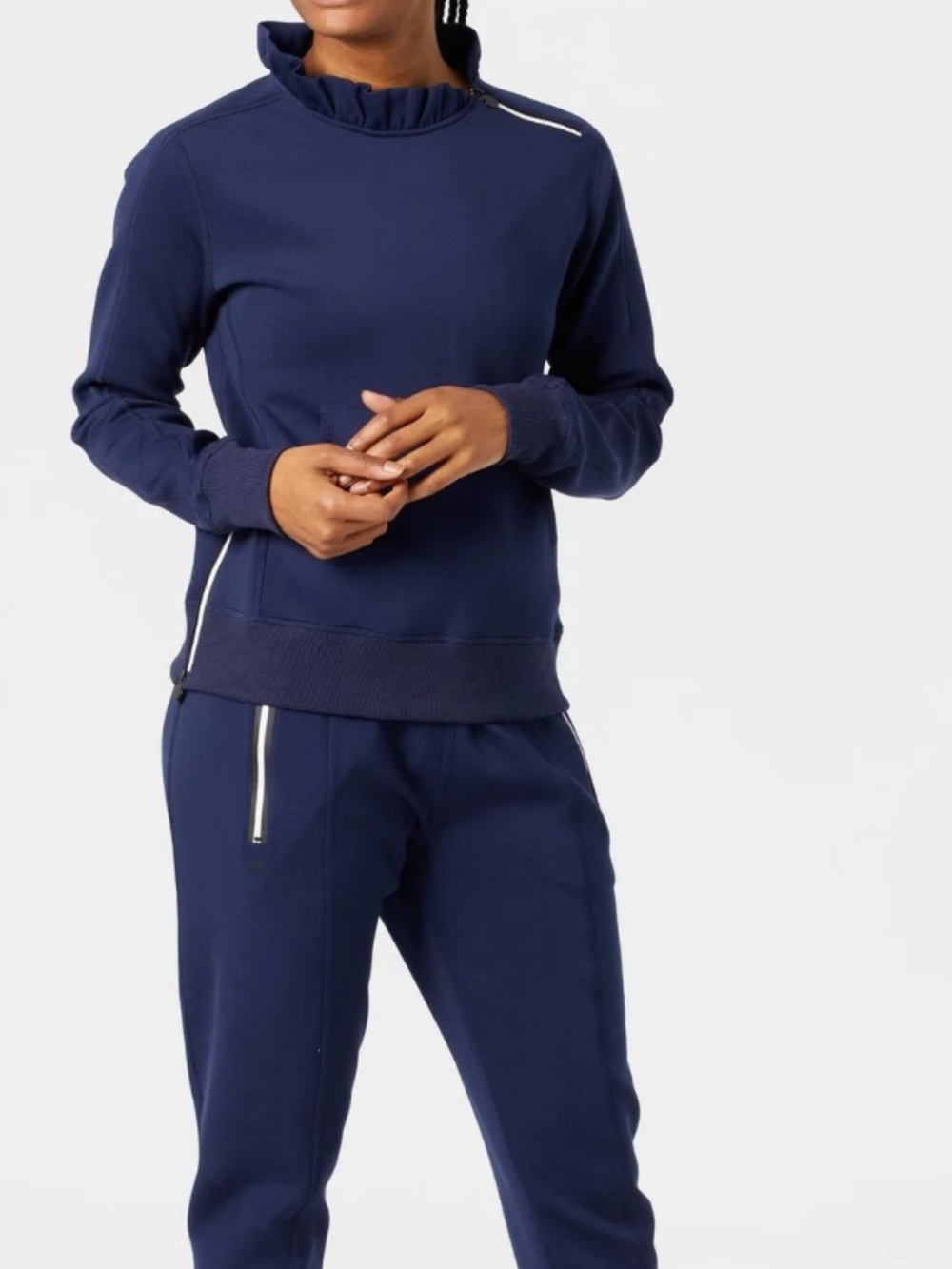 Tail Navy Ruffle-Neck Active Pullover - Picture 2 of 5